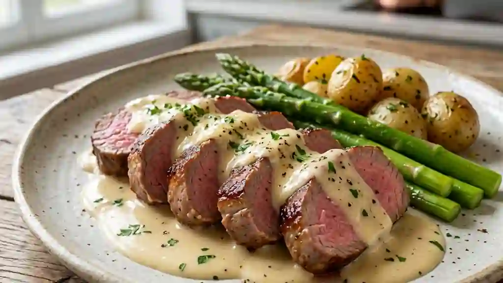 Mignon de veau fondant, crème onctueuse au gruyère - Photo de présentation