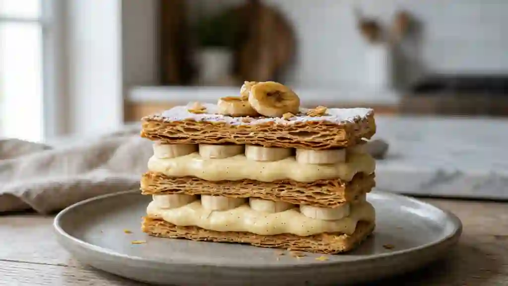 Mille-feuille banane : feuilletage craquant et vanille - Photo de présentation