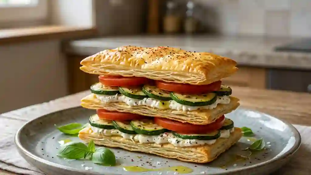 Mille-feuille croustillant chèvre et soleil - Photo de présentation