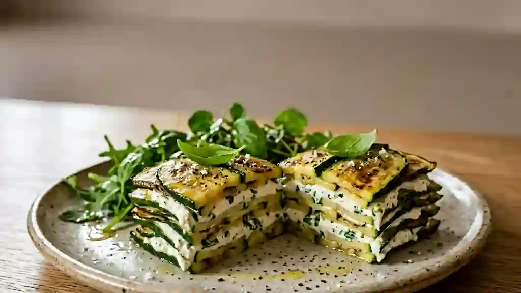 Mille-feuille de courgettes fondant au basilic - Photo de présentation