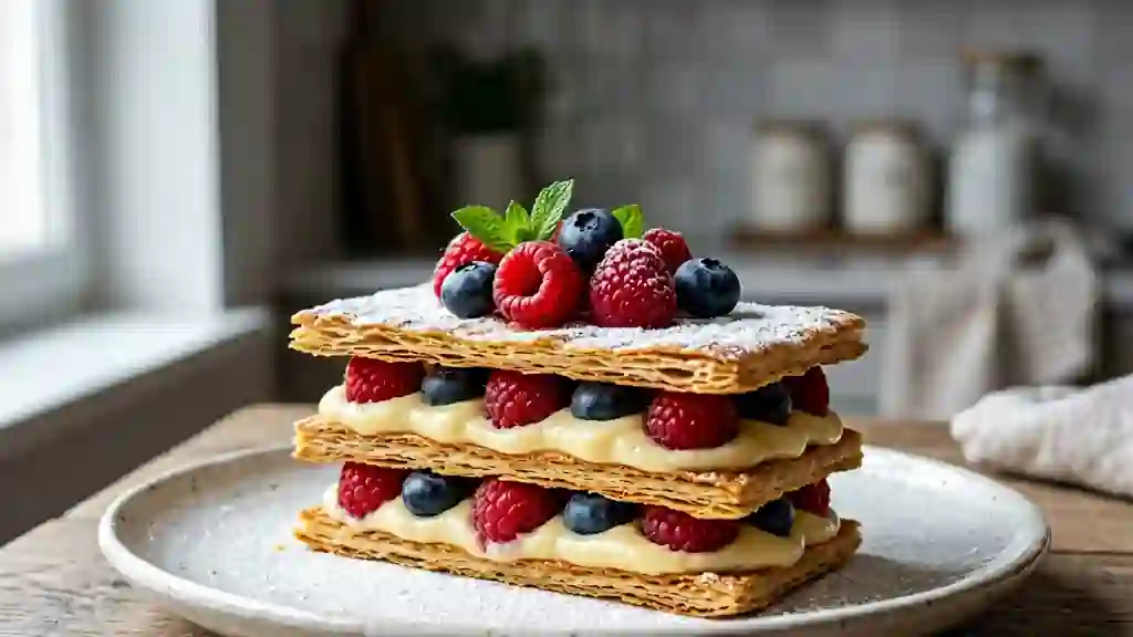 Mille-feuilles croustillant aux baies fraîches - Photo de présentation