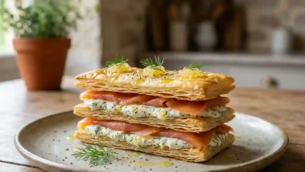 Mille-feuille croustillant saumon et fromage frais - Photo de présentation