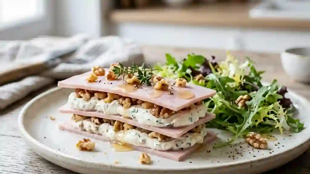 Mille-feuille jambon-noix au fromage frais - Photo de présentation