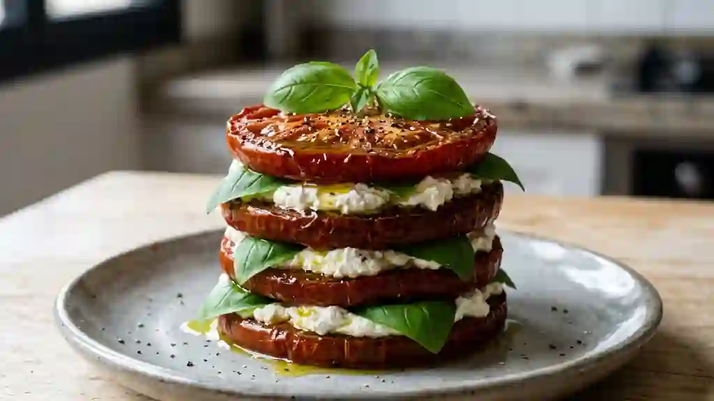 Millefeuille fondant tomate confite et chèvre - Photo de présentation