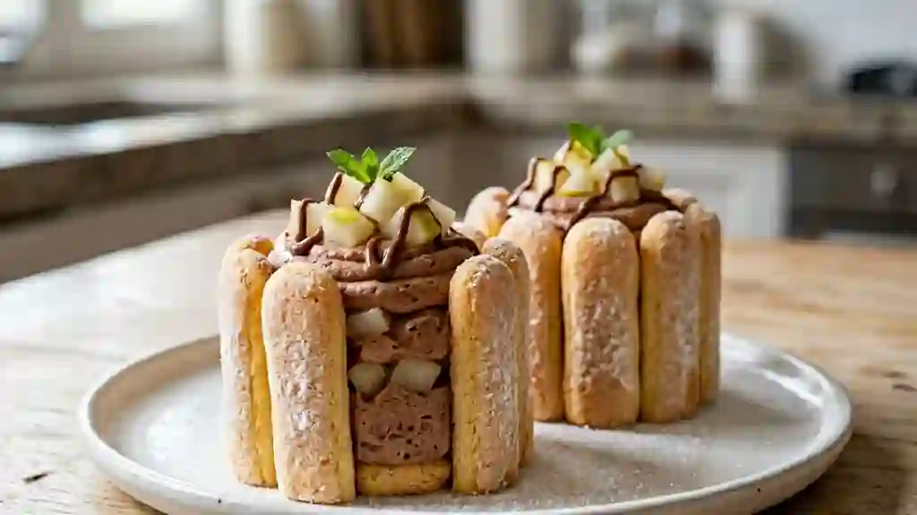 Charlottines fondantes poire et chocolat noisette - Photo de présentation