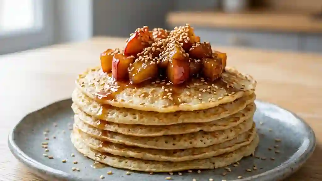 Mini crêpes aux pommes fondantes et sésame - Photo de présentation