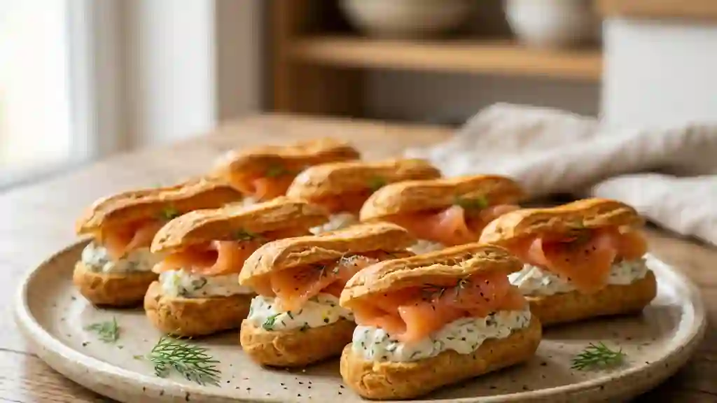 Éclairs craquants au saumon et crème d'aneth - Photo de présentation