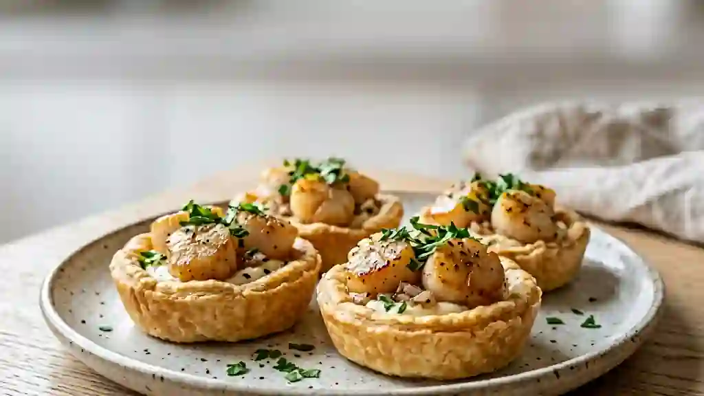Mini-tartelettes aux pétoncles et crème iodée - Photo de présentation