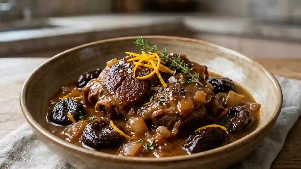 Agneau fondant aux pruneaux et zestes d'orange - Photo de présentation