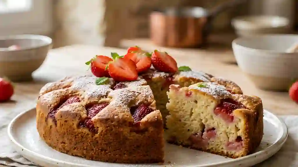 Moelleux au yaourt et fraises fraîches - Photo de présentation