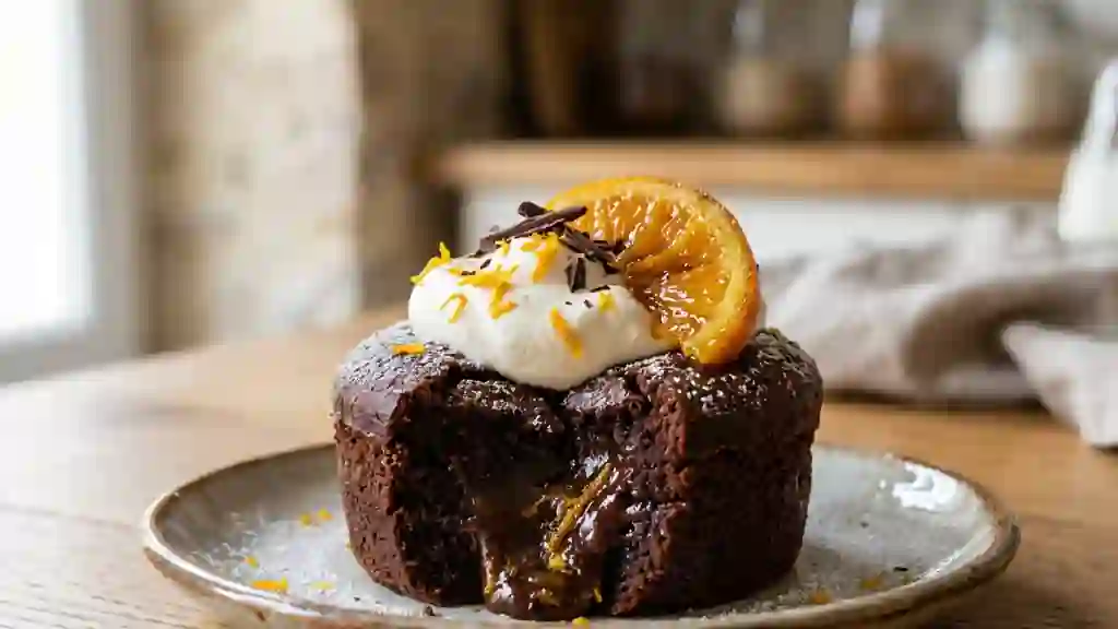 Moelleux fondant chocolat noir et orange - Photo de présentation