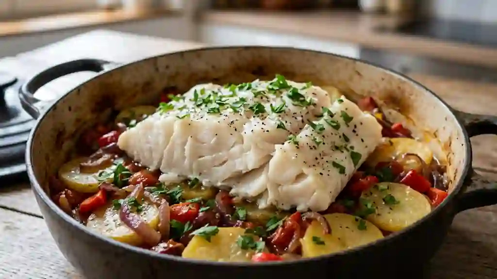 Cocotte de morue fondante aux légumes du soleil - Photo de présentation