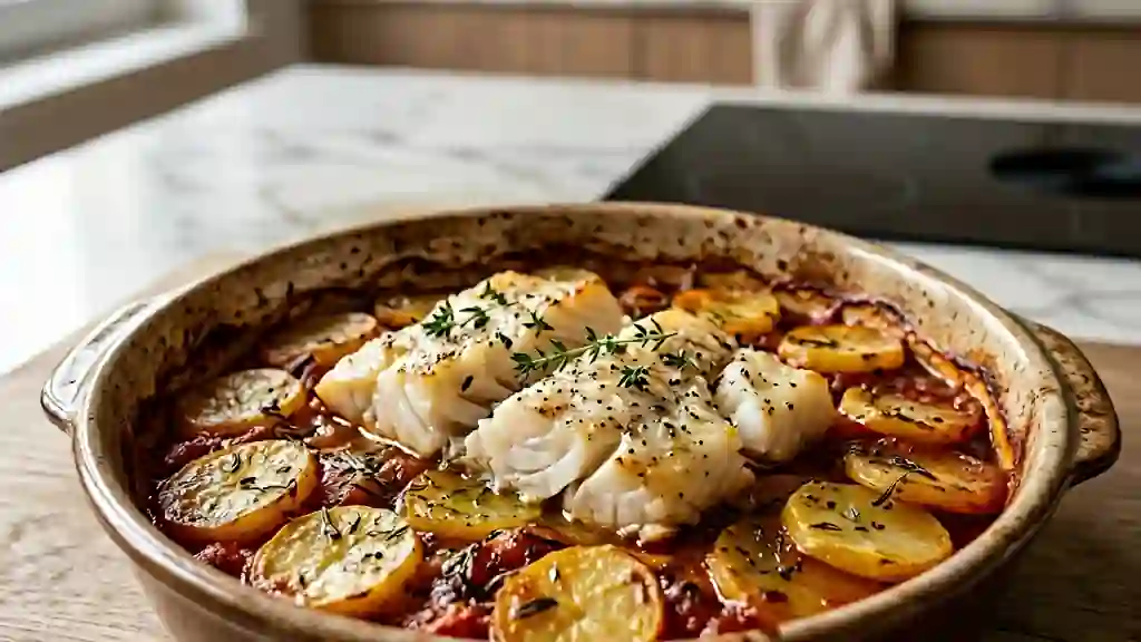 Morue fondante aux pommes de terre provençales - Photo de présentation