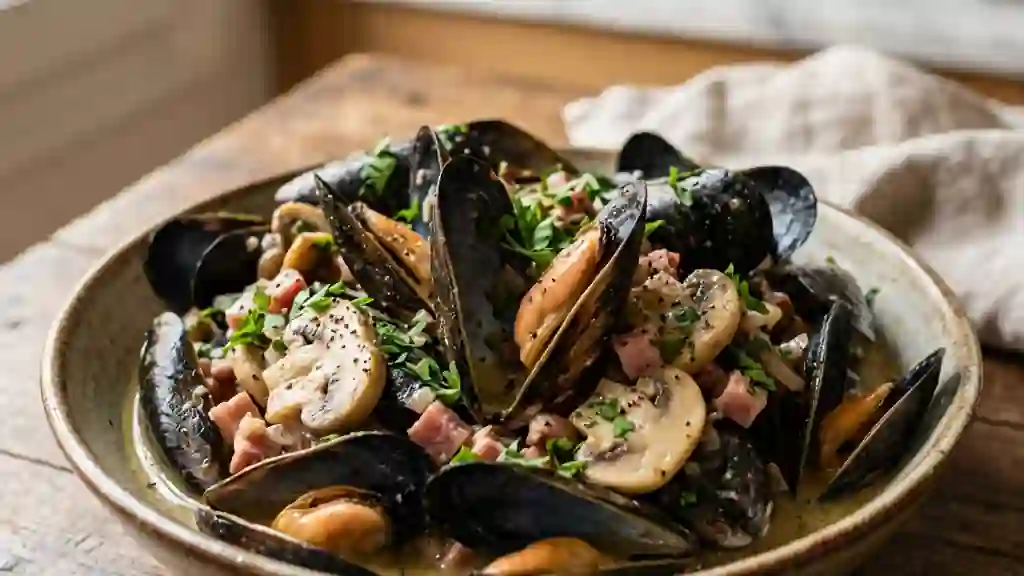 Moules Forestières au Jambon Fumé et Persillade - Photo de présentation