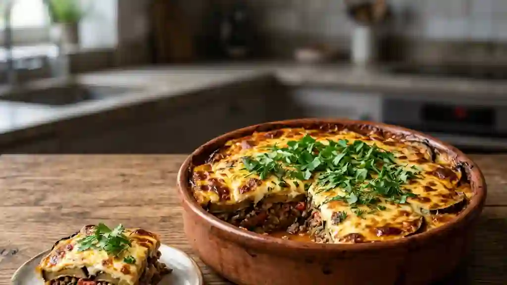 Moussaka fondante aux herbes fraîches - Photo de présentation