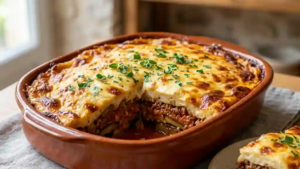 Moussaka fondante au bœuf et cannelle - Photo de présentation