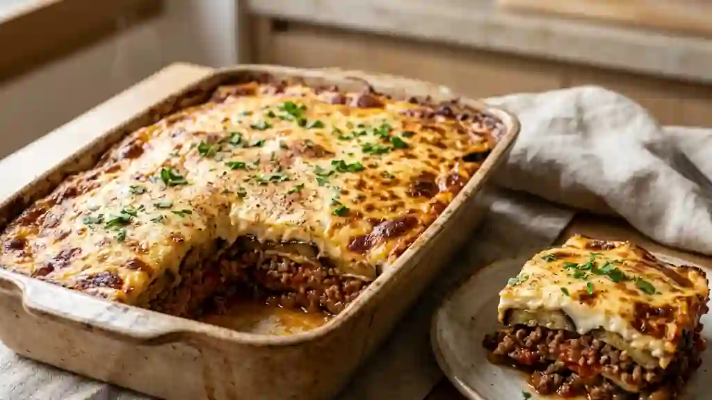 Moussaka fondante aux épices douces - Photo de présentation