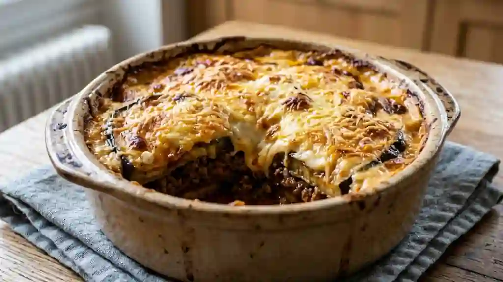 Moussaka fondante aux aubergines grillées - Photo de présentation
