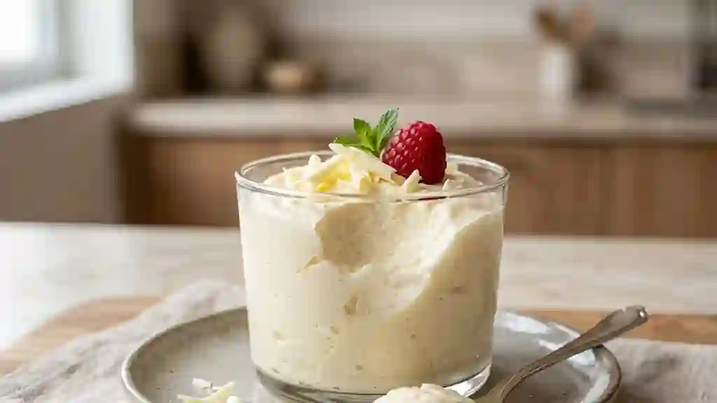 Mousse chocolat blanc soyeuse - Photo de présentation
