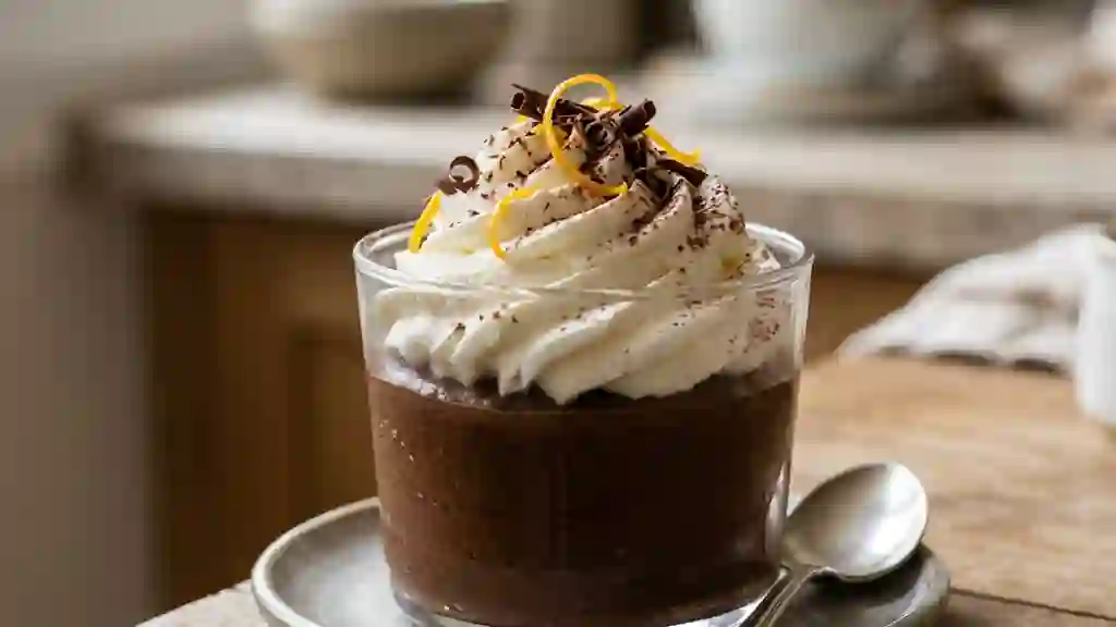 Mousse chocolat noir et chantilly Grand Marnier - Photo de présentation