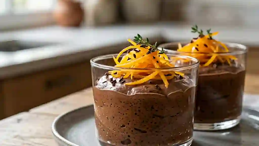 Mousse chocolat intense et julienne d'orange - Photo de présentation