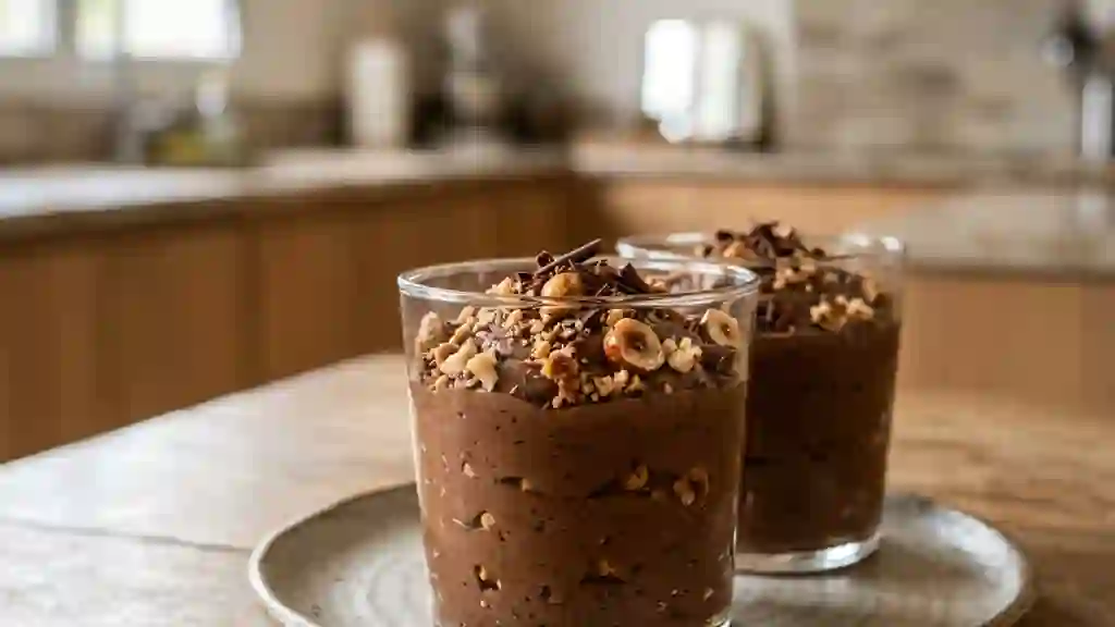 Mousse chocolat noir et noisettes croquantes - Photo de présentation
