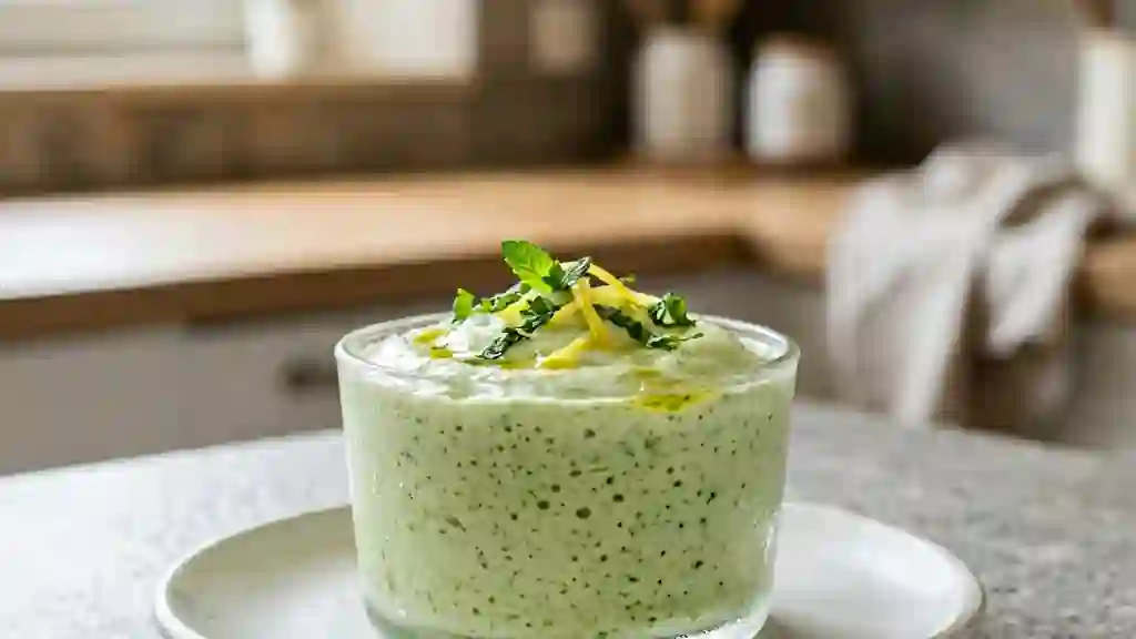Mousse de concombre aérienne et menthe fraîche - Photo de présentation