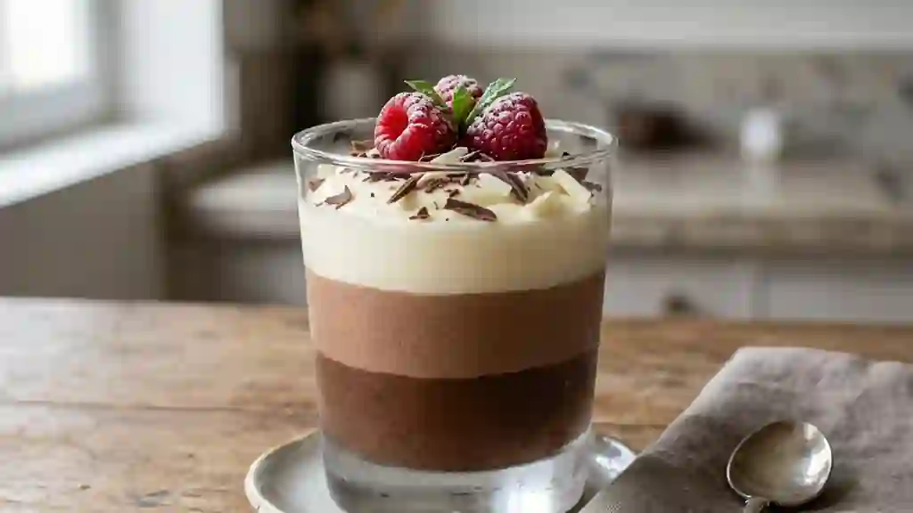 Trio de mousses glacées aux trois chocolats - Photo de présentation