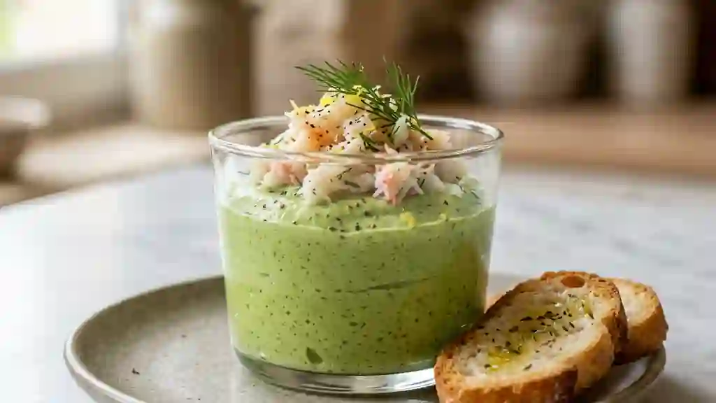 Mousse fondante de brocoli et crabe - Photo de présentation