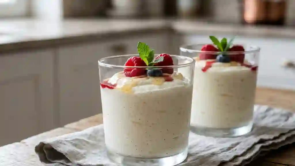 Mousse de fromage blanc aérienne à la vanille - Photo de présentation