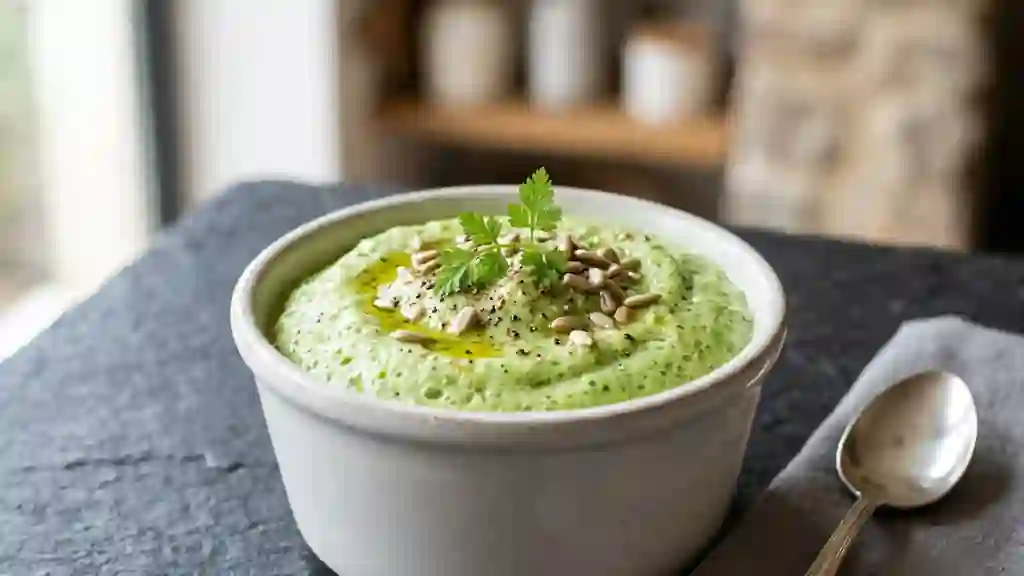 Mousse de brocolis aérienne au fromage - Photo de présentation