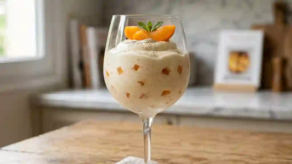 Mousse aérienne vanille et abricots frais - Photo de présentation
