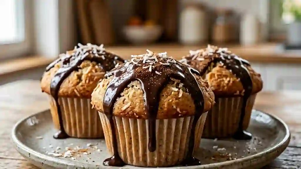 Muffins fondants coco-cannelle et chocolat - Photo de présentation