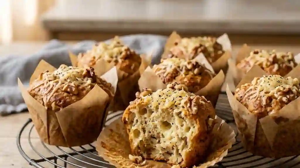 Muffins Moelleux au Fromage et Noix Croquantes - Photo de présentation
