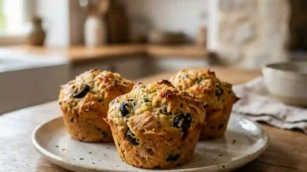 Muffins moelleux au thon et olives noires - Photo de présentation
