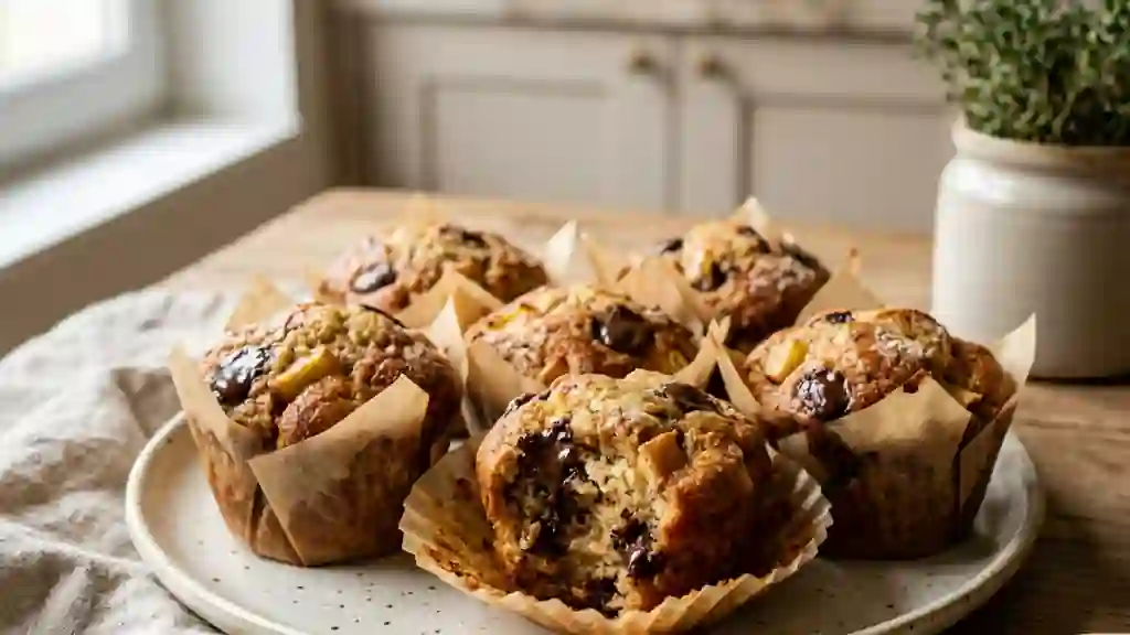 Muffins moelleux pommes et pépites de chocolat - Photo de présentation