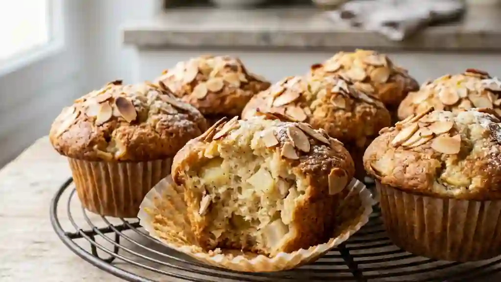 Muffins moelleux poire et amandes croquantes - Photo de présentation