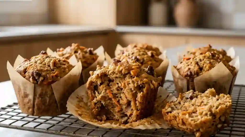 Muffins Moelleux Carotte, Courgette & Noix - Photo de présentation