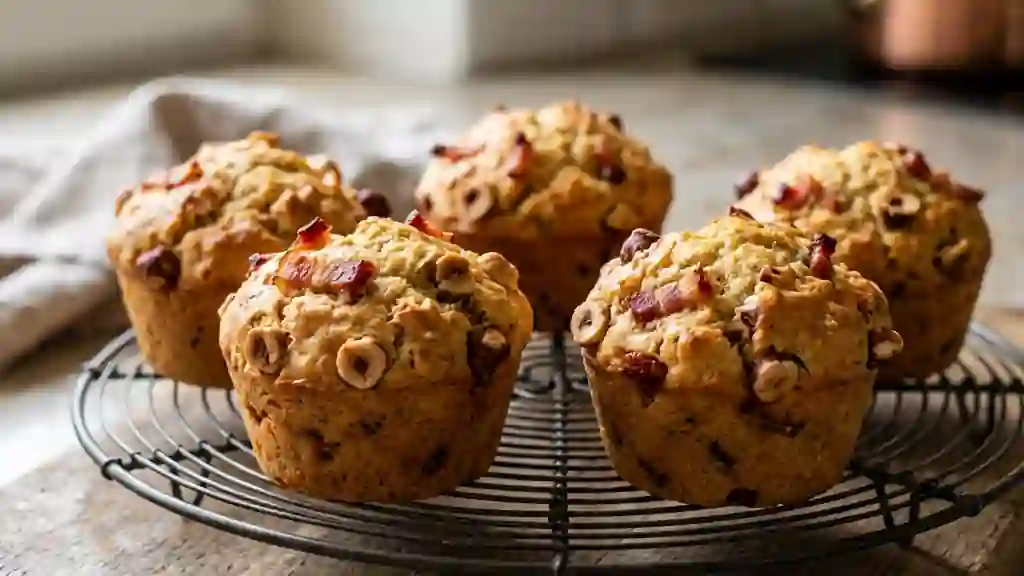 Muffins moelleux lardons et noisettes croquantes - Photo de présentation