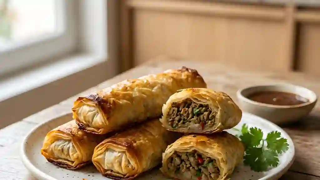 Mutton rolls d'agneau croustillants et épicés - Photo de présentation