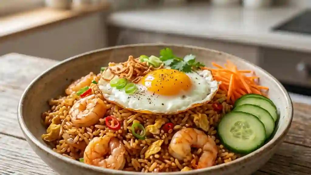 Nasi Goreng Indonésien aux Crevettes - Photo de présentation