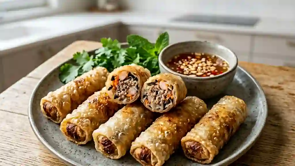 Nems croustillants porc et crevettes - Photo de présentation