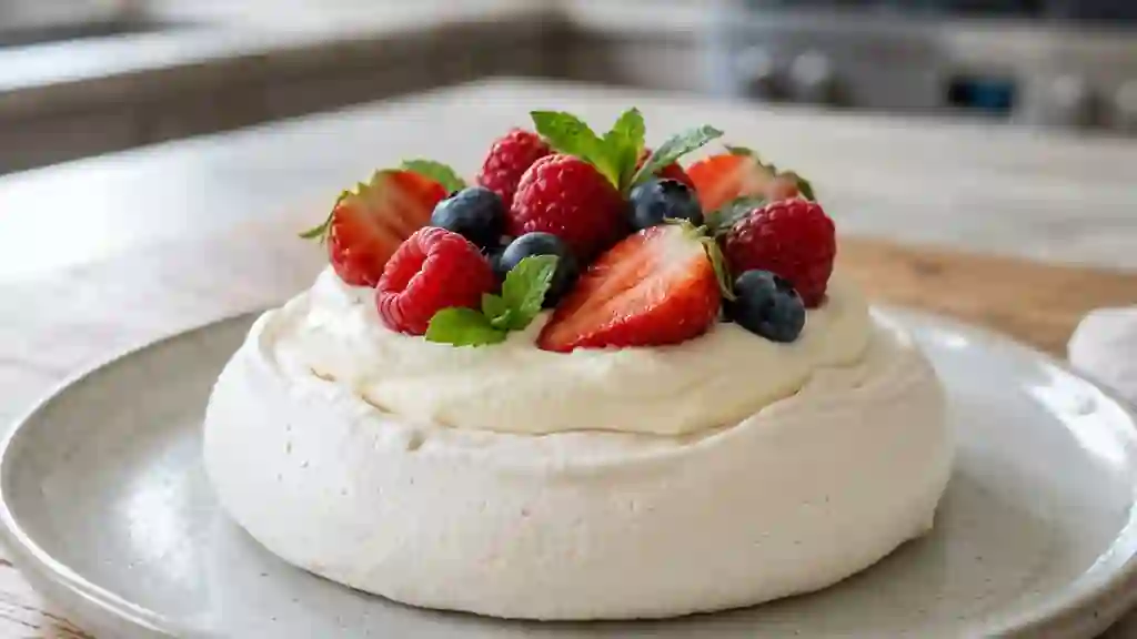 Nid de meringue craquant aux fruits rouges - Photo de présentation