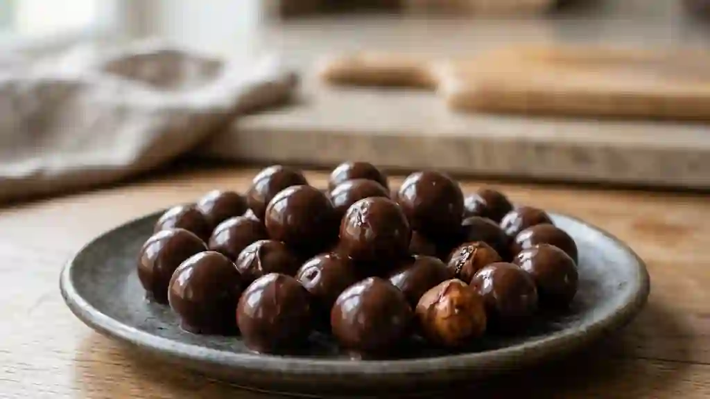Noisettes croquantes au chocolat noir intense - Photo de présentation