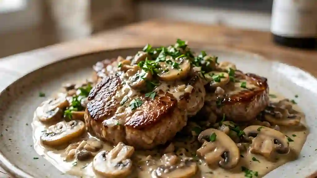 Noix de veau et sa crème forestière - Photo de présentation