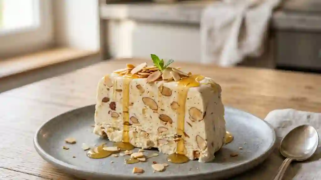 Nougat glacé onctueux aux amandes - Photo de présentation