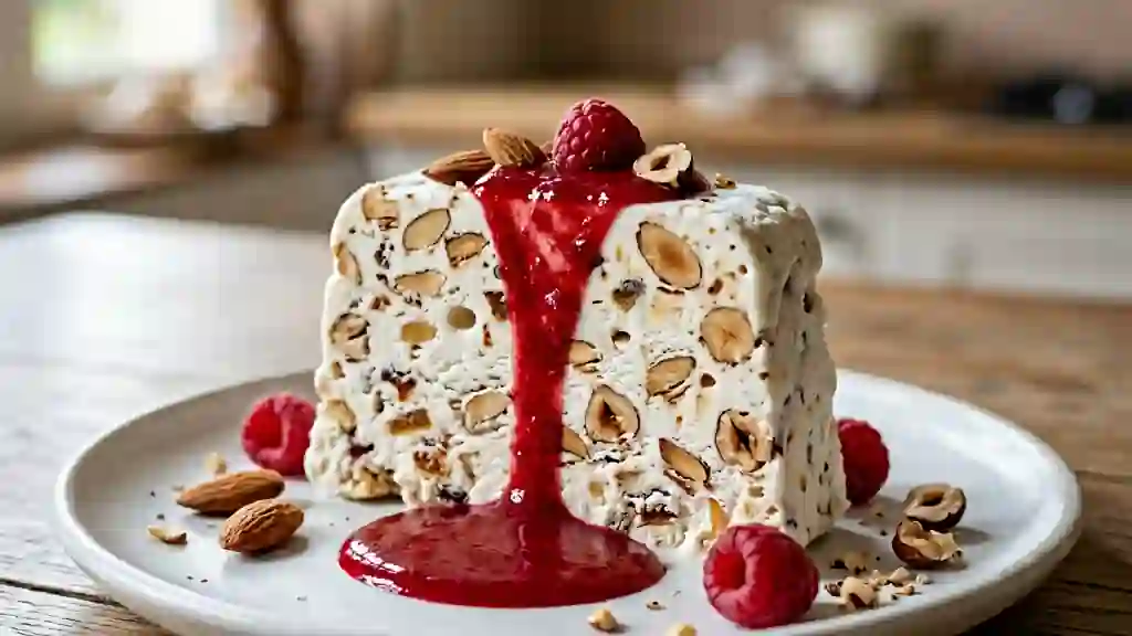 Nougat glacé fondant et fruits secs torréfiés - Photo de présentation