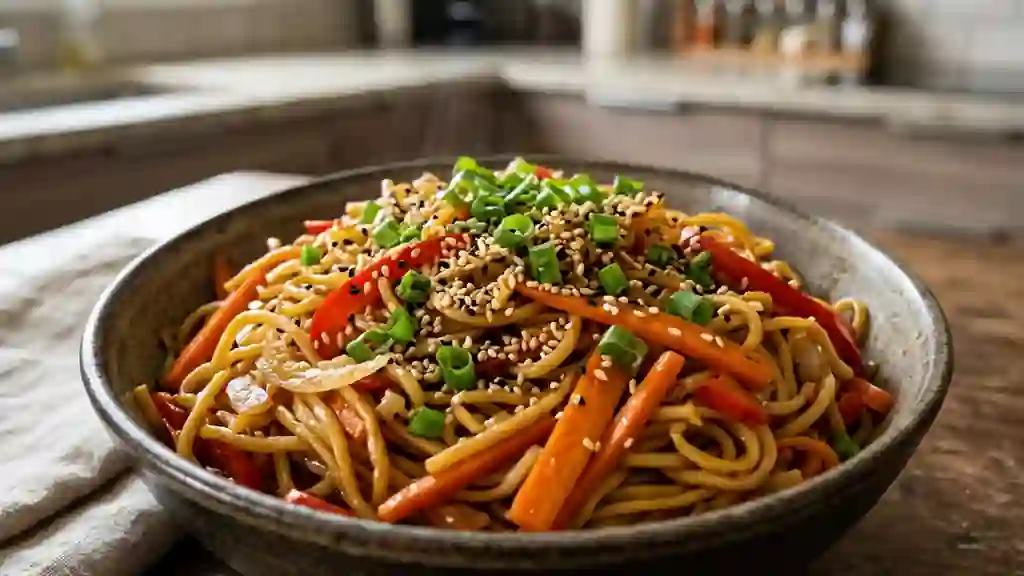 Nouilles sautées au wok et sésame - Photo de présentation