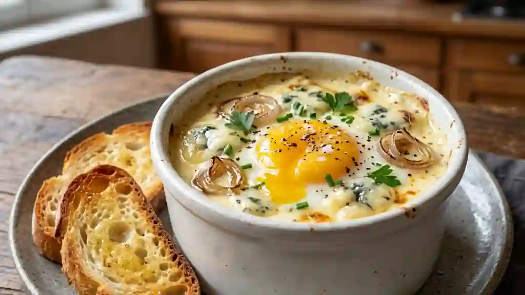Œuf cocotte crémeux au roquefort - Photo de présentation