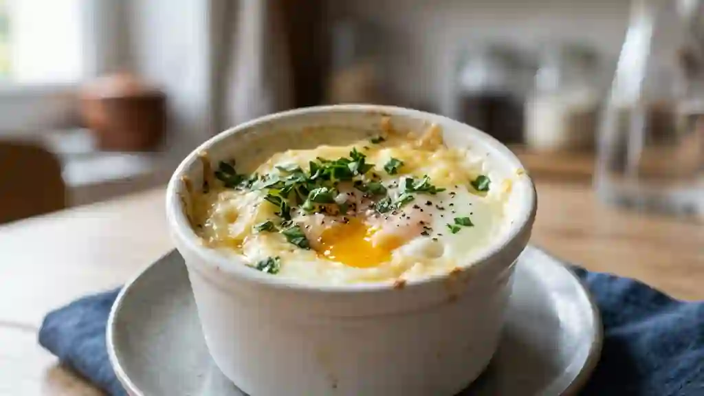 Oeuf cocotte crémeux et fondant - Photo de présentation